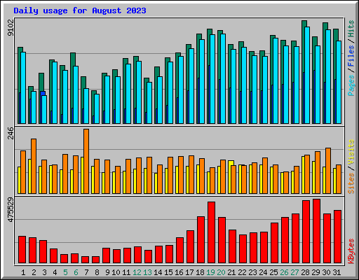 Daily usage for August 2023