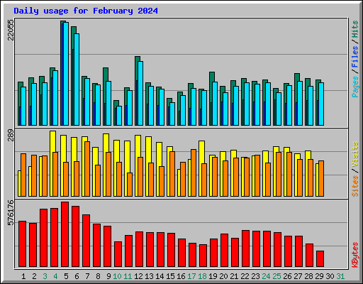 Daily usage for February 2024