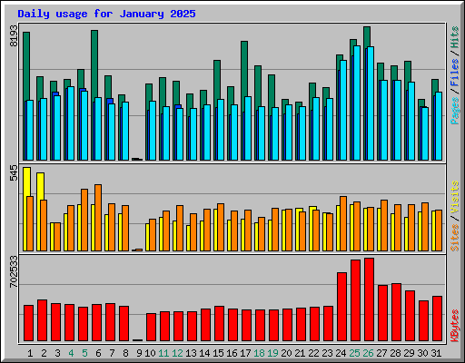 Daily usage for January 2025