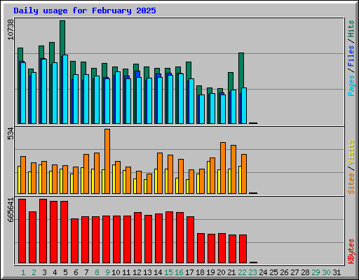 Daily usage for February 2025