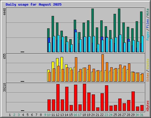 Daily usage for August 2025
