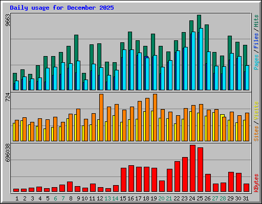 Daily usage for December 2025